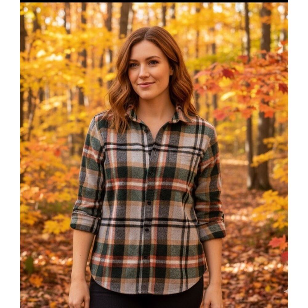 Plaid Unbranded Women's Medium, Green, Warm, Soft Texture Button Shirt/Flannel
